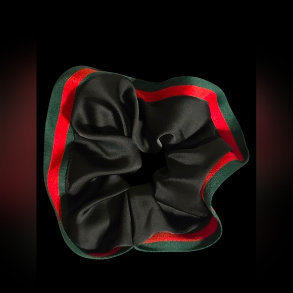 Elegant Black and Red Hair Scrunchie